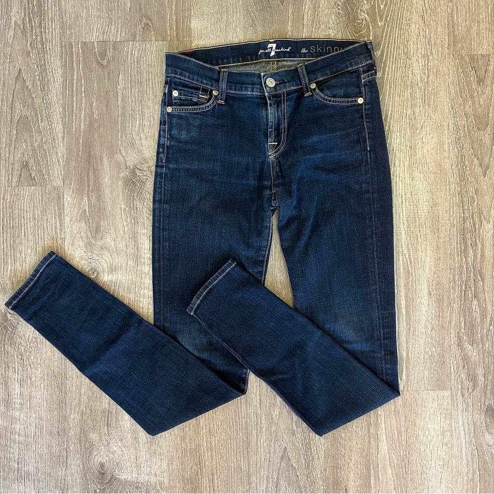 7 For All Mankind The Skinny Jeans Size 26 Dark Wash Stretch Denim